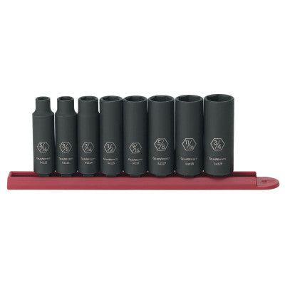 9 Piece Deep Impact Socket Set, 1/2 in, 6 Point