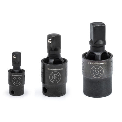 3 Pc. Impact Universal Joint Pinless, 1/2 in; 1/4 in; 3/8 in Dr