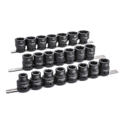 22 Pc. 6 Point Standard Impact Metric Socket Sets, 3/4 in Dr