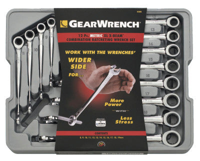 12 Pc. XL X-Beam Combination Ratcheting Wrench Sets, Metric