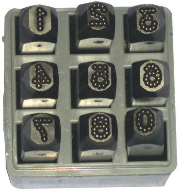 Low Stress Dot Design Steel Hand Stamp Sets, 1/4 in, 0 thru 8; A thru Z