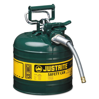 Type II AccuFlow Safety Cans, Gas/Oil, 2 gal, Green