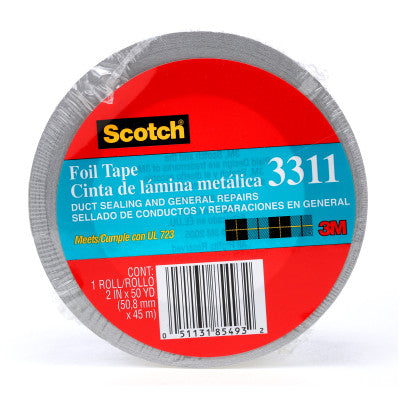 Scotch Aluminum Foil Tapes, 2 in x 50 yd, 3.6 mil, Silver