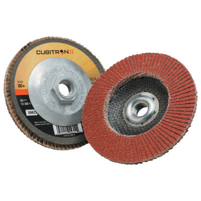 Cubitron II Flap Disc 967A, 4 1/2 in, 80 Grit, Arbor, 13,300 rpm