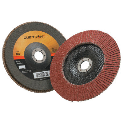 Cubitron II Flap Disc 967A, 7 in, 80 Grit, 7/8 in Arbor, 8,600 rpm, Type 29