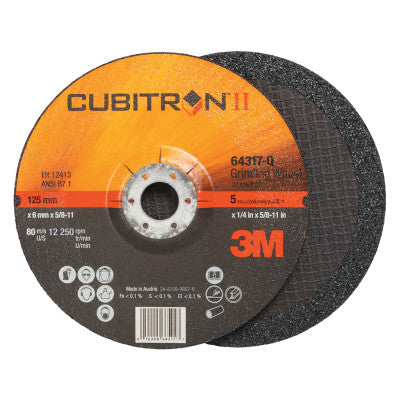 Cubitron II Depressed Center Grinding Wheel, 5", 1/4" Thick, 7/8", 5/8-11 Arbor