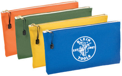 Canvas Zipper Bag Assortments, 12 1/2 in X 7 in, 4 per Pack