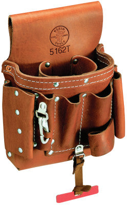 8-Pocket Extra-Capacity Tool Pouches, 8 Compartments, Leather
