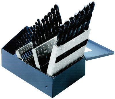 Jobber Length Drill Bit Sets, 1/16 in - 1/2 in Cut Dia., 29 per box
