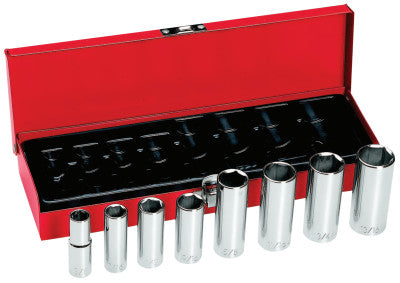 Deep Socket Sets, 3/8 in, 6 Point