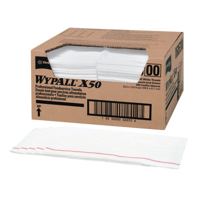 WypAll X50 Foodservice Towels, 1/4 Fold, 23 1/2 x 12 1/2, White
