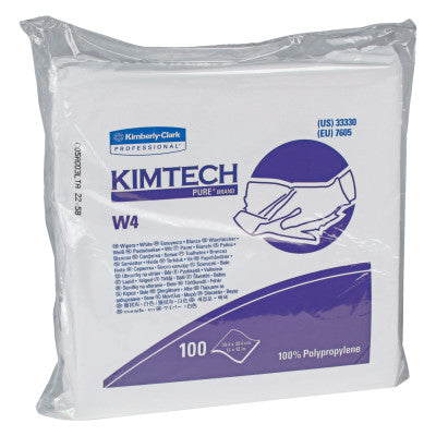 KIMTECH W4 Critical Task Wipers, Flat Double Bag, 12x12, White