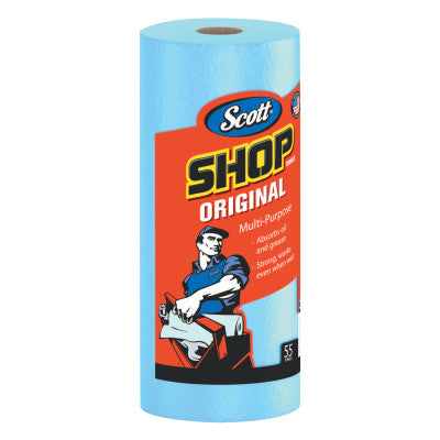 Shop Towels, Standard Roll, 10 2/5 x 11, Blue, 55/Roll