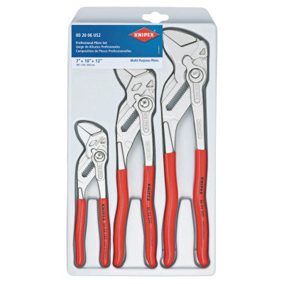 3-Piece Plier Wrench Set, 7 in, 10 in, 12 in Lengths, Chrome Vanadium