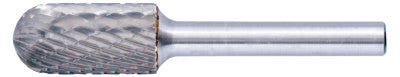 Carbide Cylindrical/Radius Shaped Bur Bit, 3/8"Dia. x 3/4"L Cut, 3R Double Cut