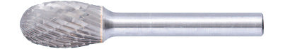 Carbide Oval Shaped Bur Bit, 1/2"Dia. x 1"L Cut, 3R Double Cut