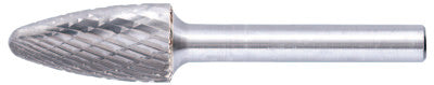 Carbide Tree/Radius Shaped Bur Bit, 1/2"Dia. x 1"L Cut, 3R Double Cut