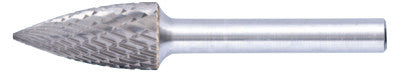 Carbide Tree/Pointed Shaped Bur Bit, 3/8"Dia. x 3/4"L Cut, 3R Double Cut