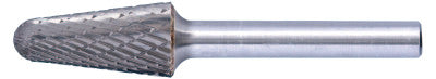 Carbide Taper/Radius Shaped Bur Bit, 1/2"Dia. x 1 1/8"L Cut, 3R Double Cut