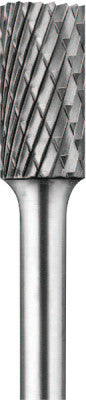 Carbide Cylindrical/End Cut Bur Bit, 1/2"Dia. x 1"L Cut, 1/4" Shank, Alt Diamond