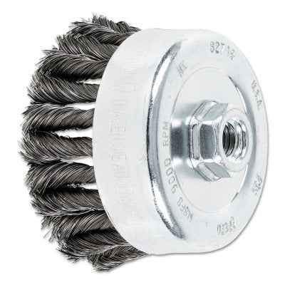 COMBITWIST Knot Wire Cup Brush, 4 in Dia., .014 in Carbon Steel Wire