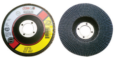 Flap Discs, Z3 - Ultimate 100% Zirconia, 4 1/2", 40 Grit,5/8 Arbor,13300 rpm,T27