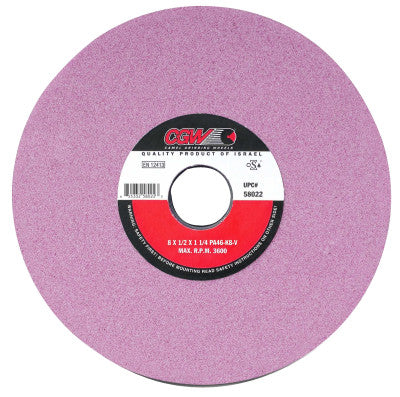 Pink Surface Grinding Wheels,, 8 X 1/2, 1 1/4" Arbor, 80, K
