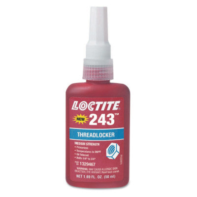 243 Threadlockers, Medium Strength, 50 mL, 3/4 in Thread, Blue