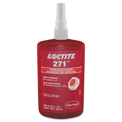 271 Threadlockers, High Strength, 250 mL, 1 in Thread, Red