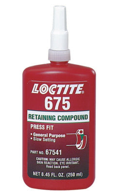 675 Retaining Compound, Medium Strength, 250 mL Bottle, Green, 3,000 psi