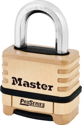 ProSeries Resettable Combination Locks,3/8"Dia, 1 1/16"L X 15/16"W, Brass, Boxed