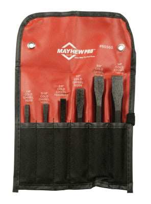 6 Pc. Cold Chisel Kit, Alloy Steel, English, Pouch