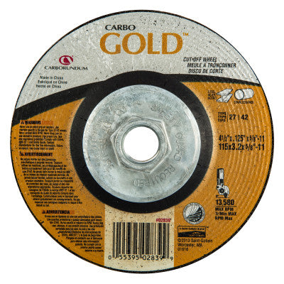 Depressed Center Wheel, 4 1/2 in Dia, 1/8 in Thick, 5/8 in Arbor, 24 Grit