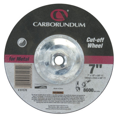 Depressed Center Wheel, 7 in Dia, 1/8 in Thick, 5/8 in Arbor, Aluminum Oxide