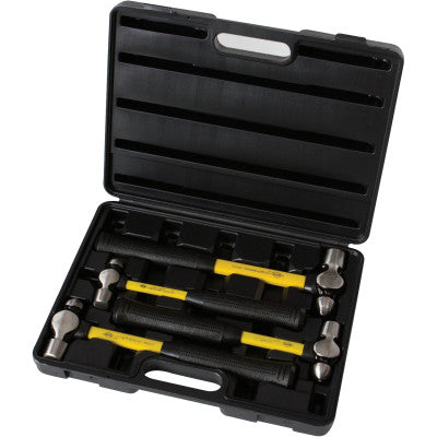Four-Piece Ball Pein Hammer Set, Fiberglass Handle, Steel Head