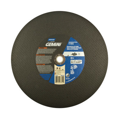 Gemini High Speed Cut-Off Wheels, 14 in, 1 in Arbor, 24 Grit, Aluminum Oxide