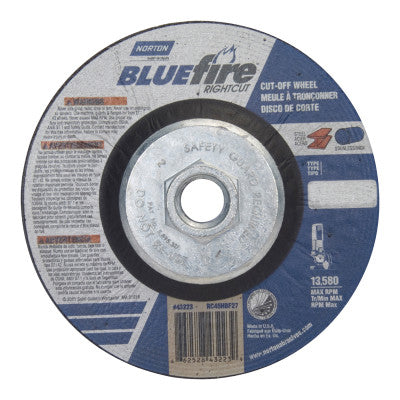 BlueFire Small Diameter RightCut Cut-Off Wheel, 4 1/2" Dia, 5/8" Arbor, 36 Grit
