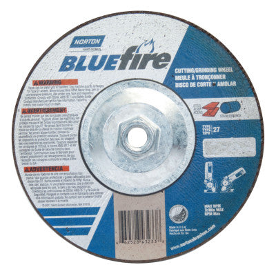 Depressed Center Wheel, 7 in Dia, 1/8 in Thick, 5/8 Arbor, Zirconia/Alum. Oxide