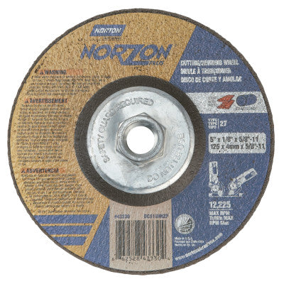 Type 27 NorZon+ Depressed Center Wheel, 5" Dia, 1/8" Thick, 5/8"-11 Arbor