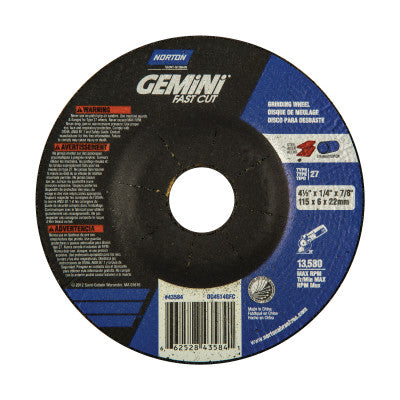 Grinding Wheels, Aluminum Oxide, 4 1/2" Dia, 7/8" Arbor, 1/4 in Thick, 24 Grit