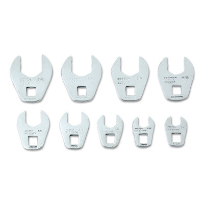 11-Piece Crowfoot Wrench Sets, Inch, 3/8 in Drive