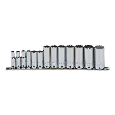 Tether-Ready Drive Deep Socket Sets, 3/8 in Drive, 12 Point, Inch