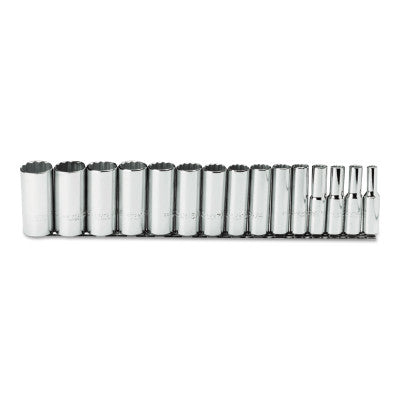 Torqueplus 15 Pc Deep Socket Sets, 1/2 in, 12 Point