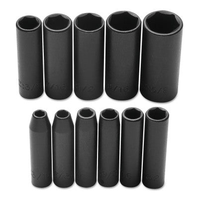 Torqueplus 11 Pc Deep Impact Socket Sets, 1/4 in, 6 Point