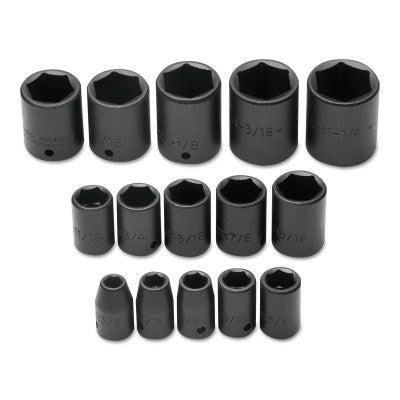 Torqueplus 15 Pc Impact Socket Sets, 1/2 in, 6 Point