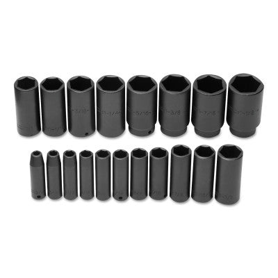 Torqueplus 19 Piece Deep Impact Socket Sets, 1/2 in, 6 Point