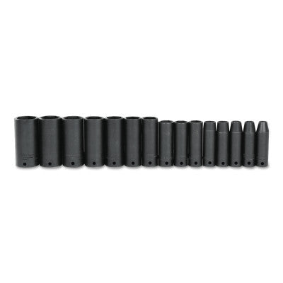 Torqueplus 15 Piece Thin Wall Deep Impact Socket Sets, 1/2 in, 6 Point