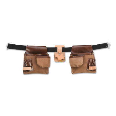 11-Pocket Professional Construction Pouches, Leather; Polypropylene Belt