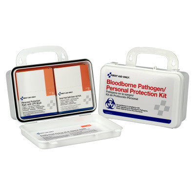Bloodborne Pathogen and CPR Kits, Weatherproof Plastic, 28 Pieces, Wall Mount