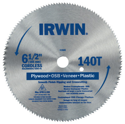 Steel Circular Saw Blades, 6 1/2 in, 140 Teeth